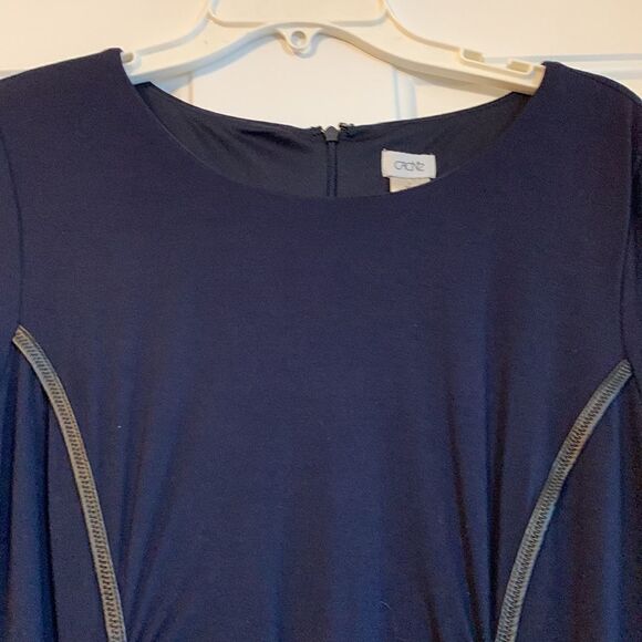 Cache’ Size Large Navy blue dress with black faux leather trim - Picture 4 of 13